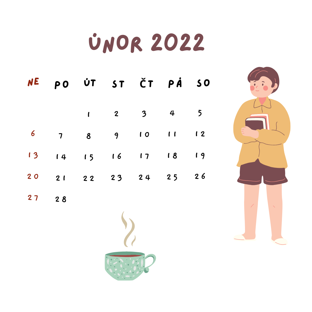 Beige Cute Illustration Calender February 2022 Instagram Post